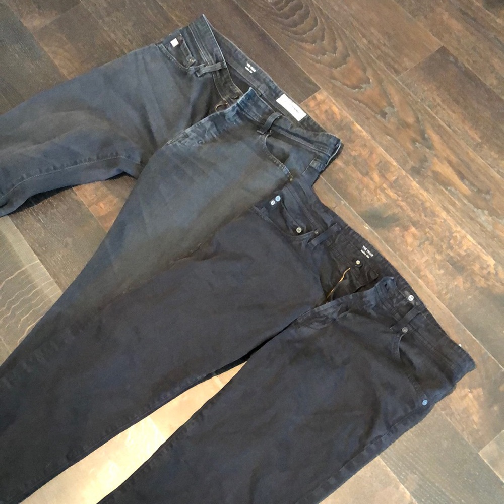 AG Adriano Goldschmied Men's Straight Jeans - Black and Gray